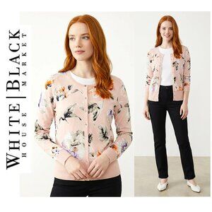 WHITE HOUSE BLACK MARKET - Pink floral button up cardigan